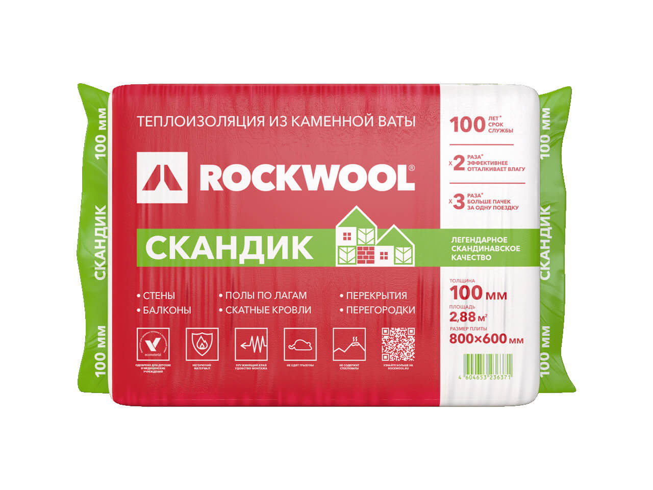 Утеплитель ROCKWOOL Скандик 100 мм