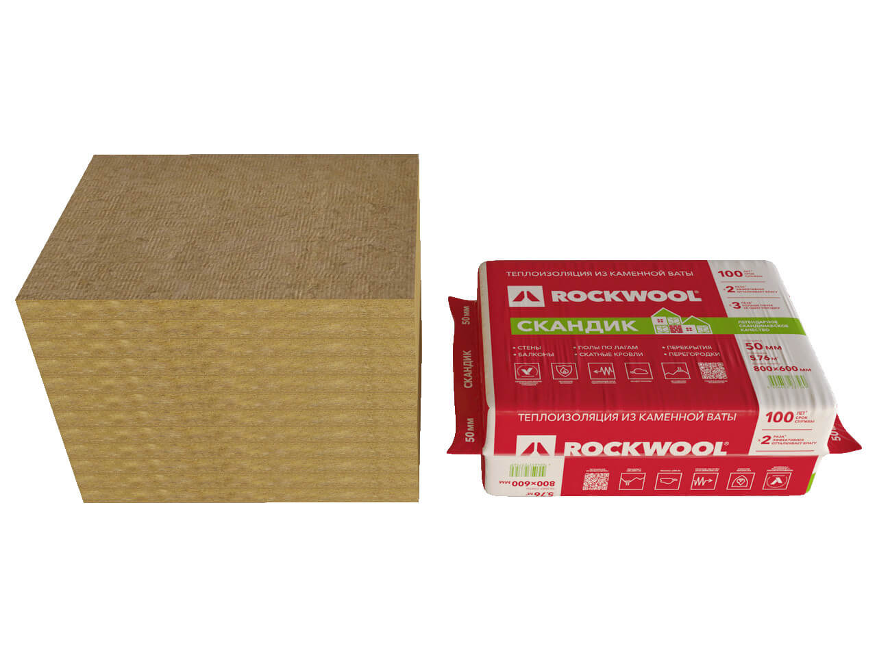 Утеплитель ROCKWOOL Скандик 50 мм